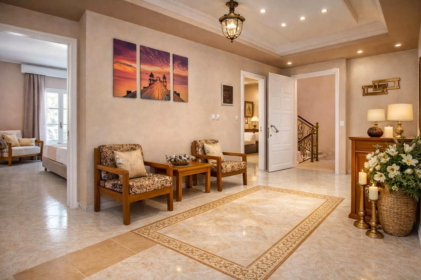 Elegant sitting area at Villa Markos