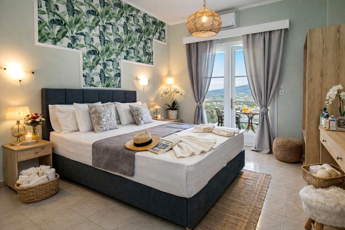 Master bedroom with balcony view